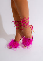Stylish and trendy pink high heel shoe with a strappy design