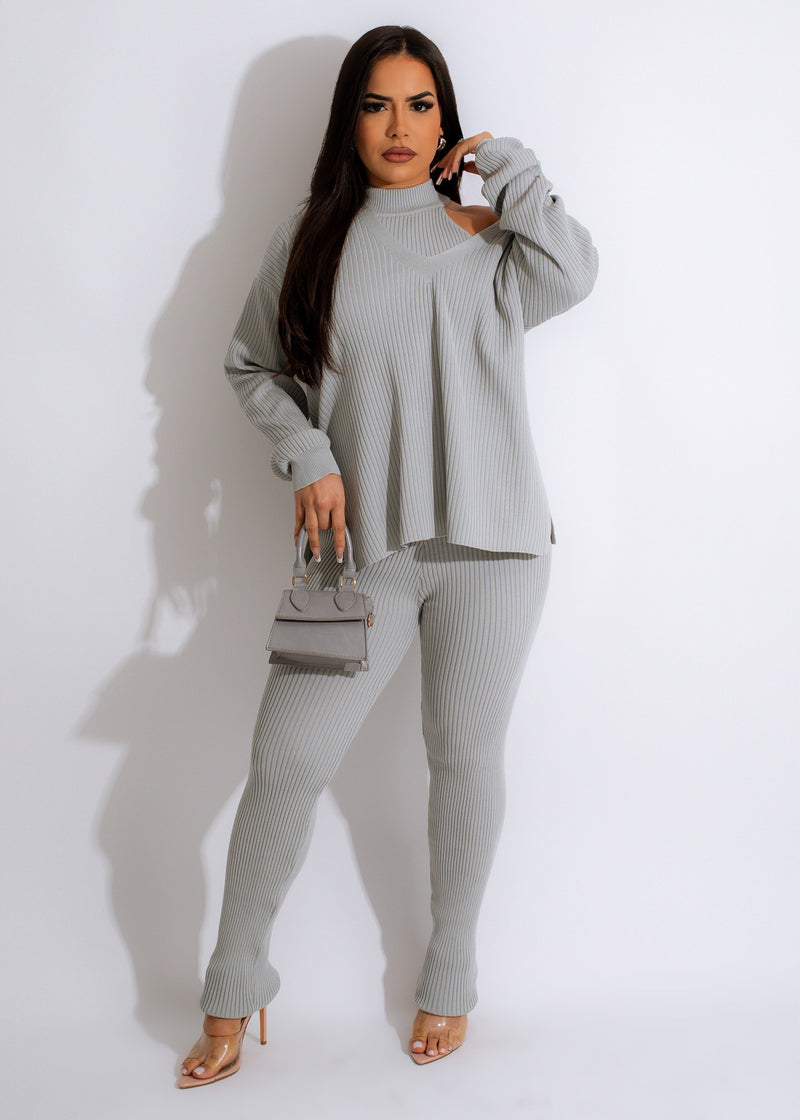 Play My Game Sweater Pant Set Grey
