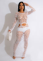 Mother Of Pearl Crochet Cover Up White, perfect beachwear accessory