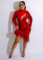 Dancing Sequin Cut Out Mini Dress Red