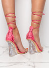 Pink Snake Print Clear Wedges