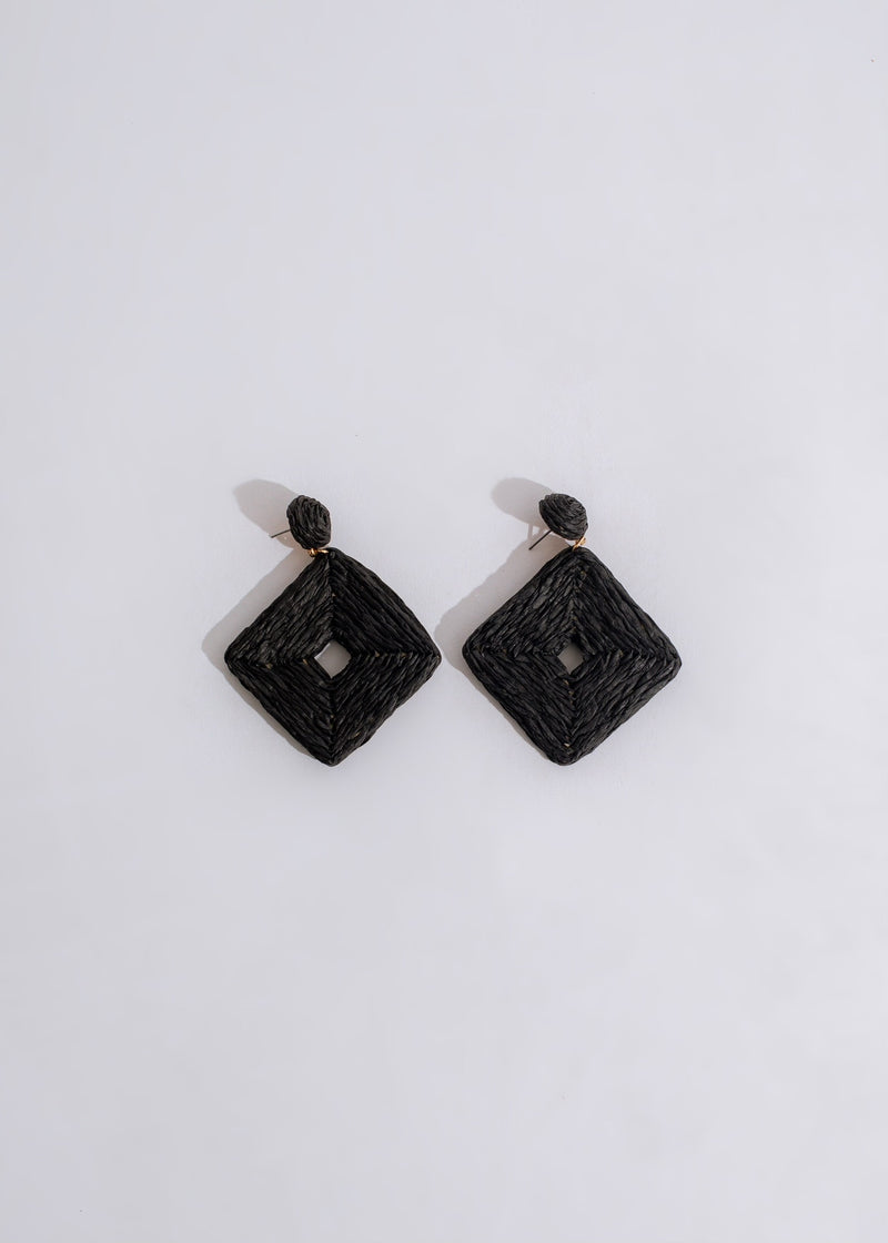 Shiny black drop earrings with a unique design, perfect for special occasions