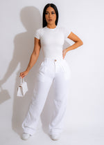 Side view of the Decision To Leave Linen Pant White on model