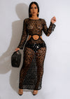 Mother Of Pearl Crochet Cover Up Black