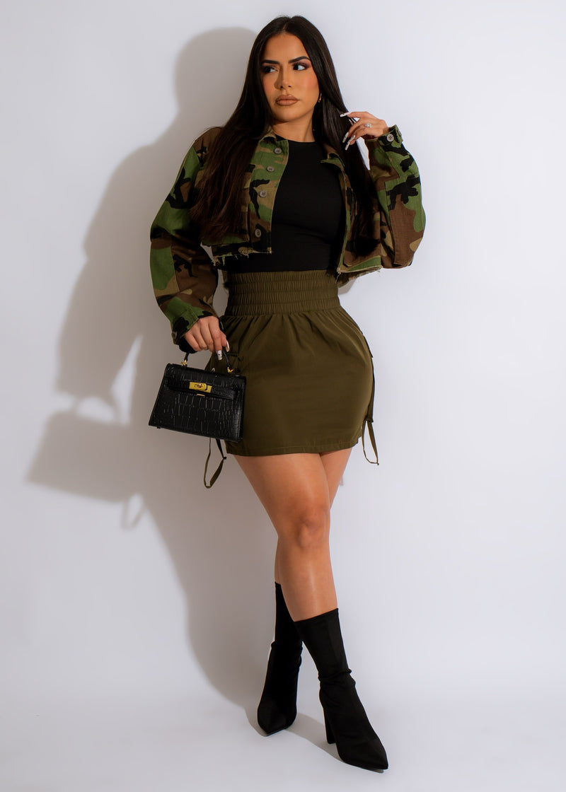 My Favorite Crop Camo Jacket Green