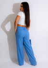 A pair of comfortable and stylish blue linen pants perfect for everyday wear
