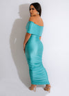 Keep Wishing Being Free Ruched Maxi Dress Blue