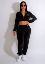 Often Velvet Tracksuit Set Black