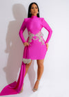 Prestige Rhinestones Mini Dress Pink