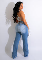 Front view of Call Back Jean Medium Denim featuring a high-rise waist and classic five-pocket styling