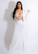 Glow Up Rhinestone Maxi Dress White