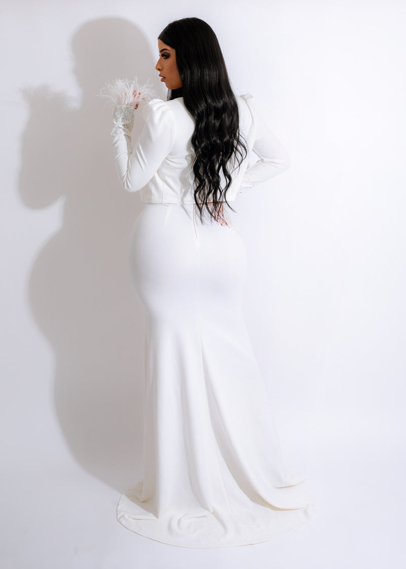 Glow Up Rhinestone Maxi Dress White