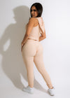 High-waisted nude ribbed leggings with a supportive and flattering fit