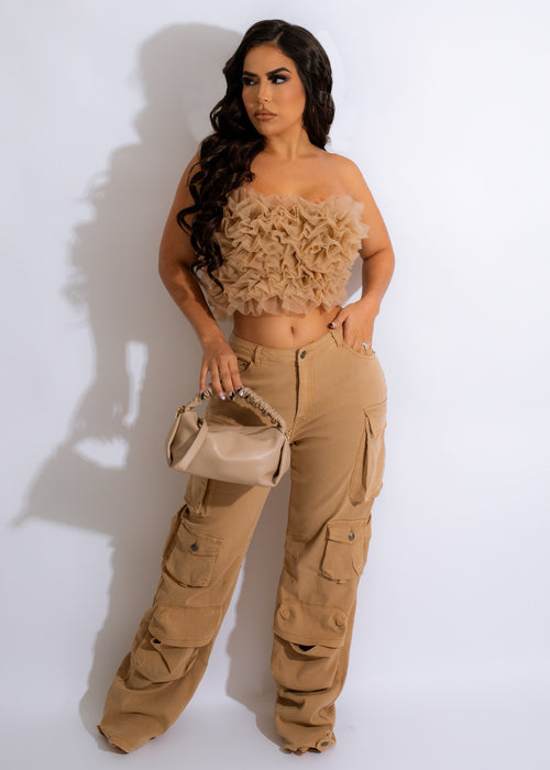 Always Good Vibes Cargo Pant in olive green, perfect for outdoor activities and casual wear