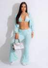 Two-piece velvet pant set in stunning blue color with elegant design and comfortable fit perfect for any occasion