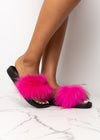 Your Way Pink Faux Fur Slides