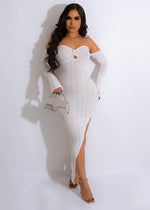 Back Stage Ruched Midi Dress White