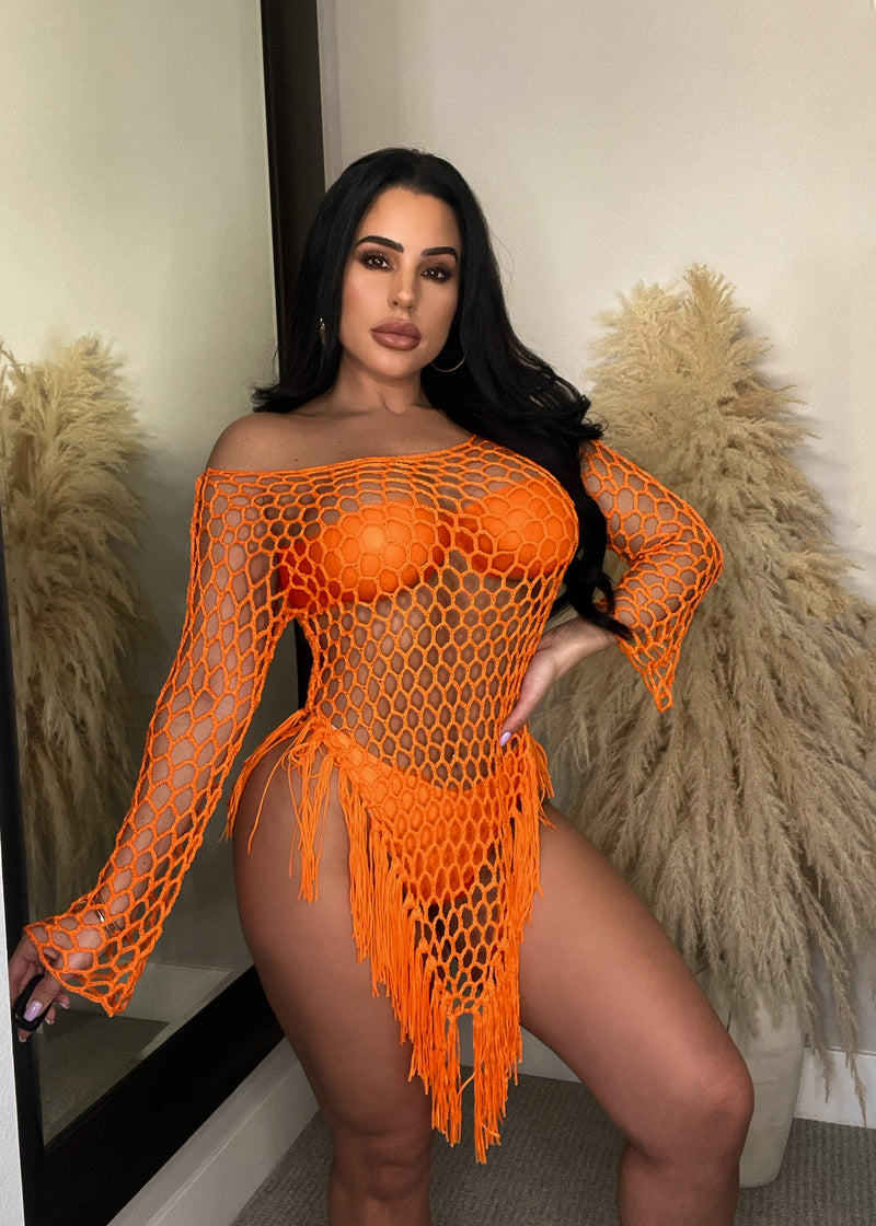 I Feel Summery Crochet Coverup Orange