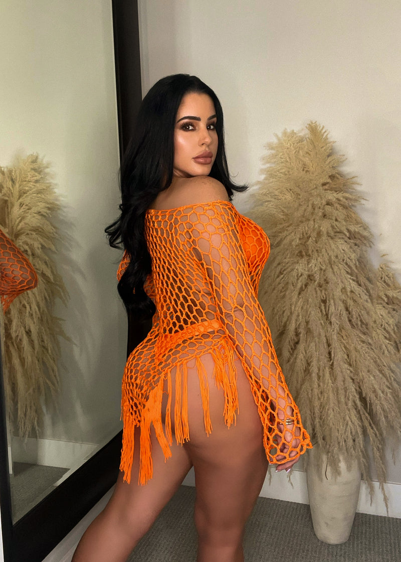 I Feel Summery Crochet Coverup Orange