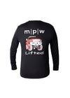 High-quality MPW Lifted Long Sleeve Shirt in white, showcasing a unique and eye-catching graphic print