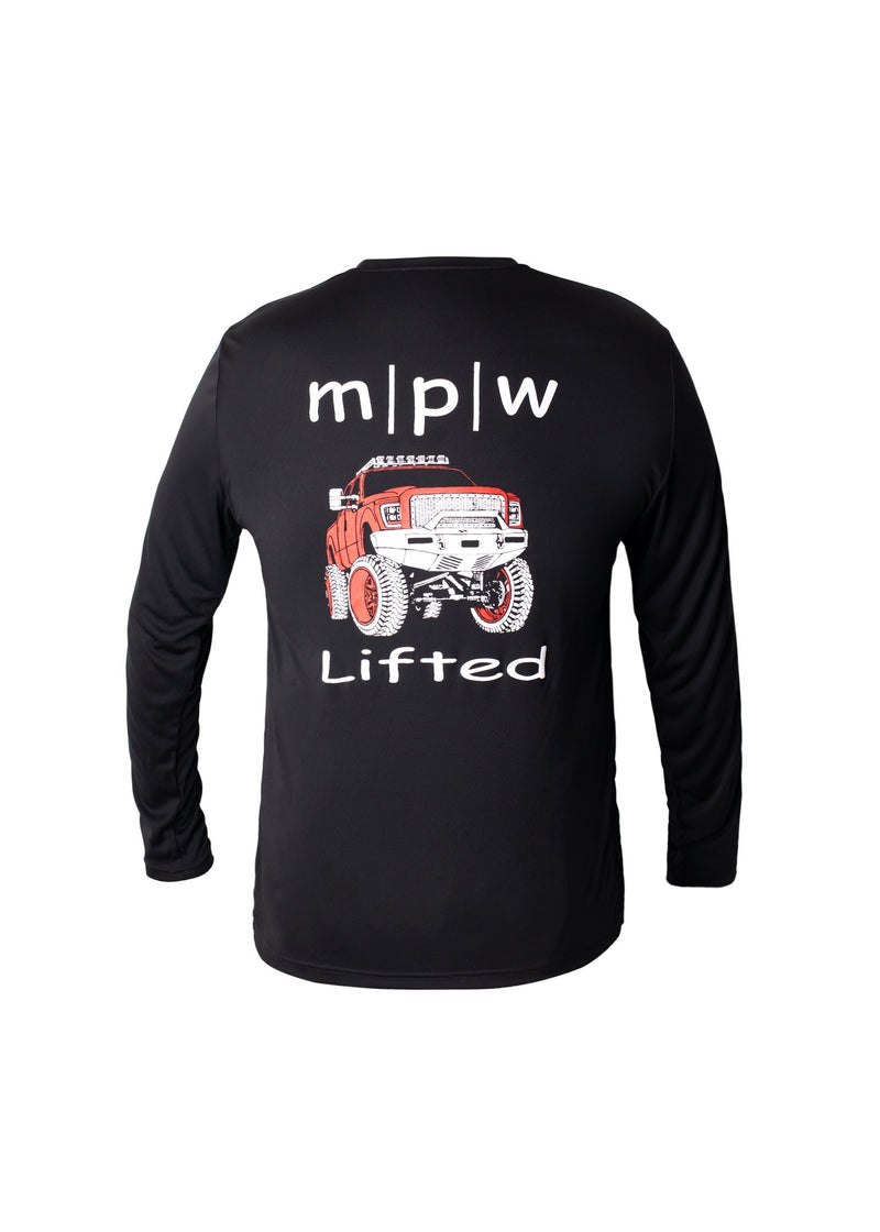 High-quality MPW Lifted Long Sleeve Shirt in white, showcasing a unique and eye-catching graphic print