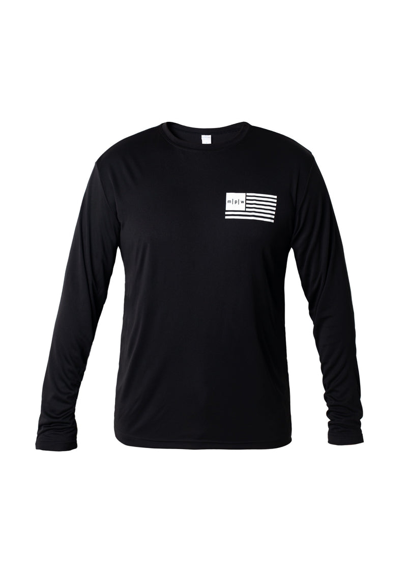 MPW Lifted Long Sleeve Shirt in black, featuring a stylish logo design and comfortable fit