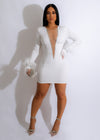 Acting Out Feather Rhinestone Mini Dress White