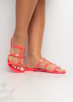 Caught In The Middle Neon Fuchsia Sandals