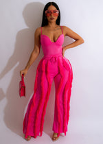 Feel Me Fringe Pant Set Pink