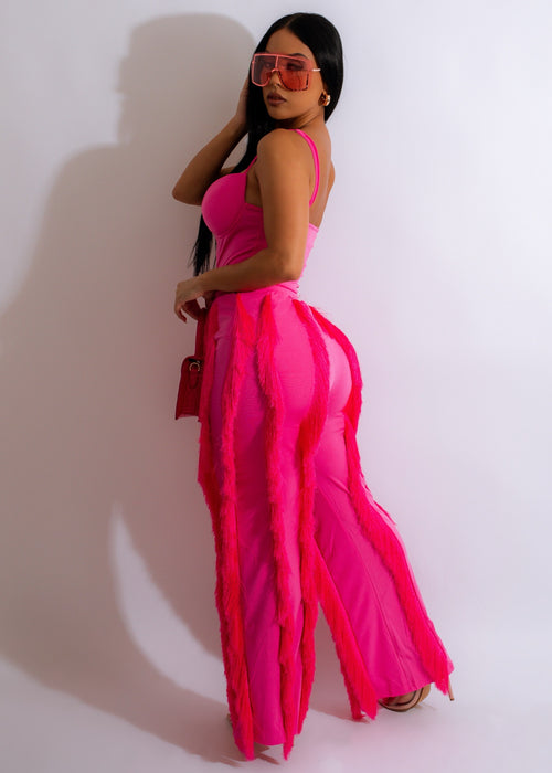 Feel Me Fringe Pant Set Pink