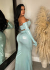 Everywhere Metallic Skirt Set Blue