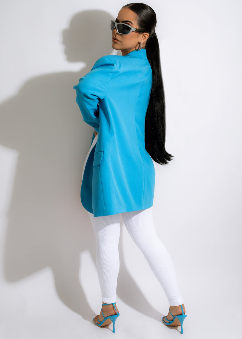 Always On Time Oversized Blazer Blue, a versatile and chic outerwear piece perfect for any occasion