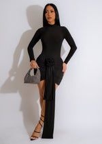 Let It Be Rosette Ruched Skirt Set Black