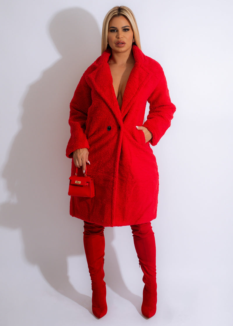 Urban Faux Fur Coat Red