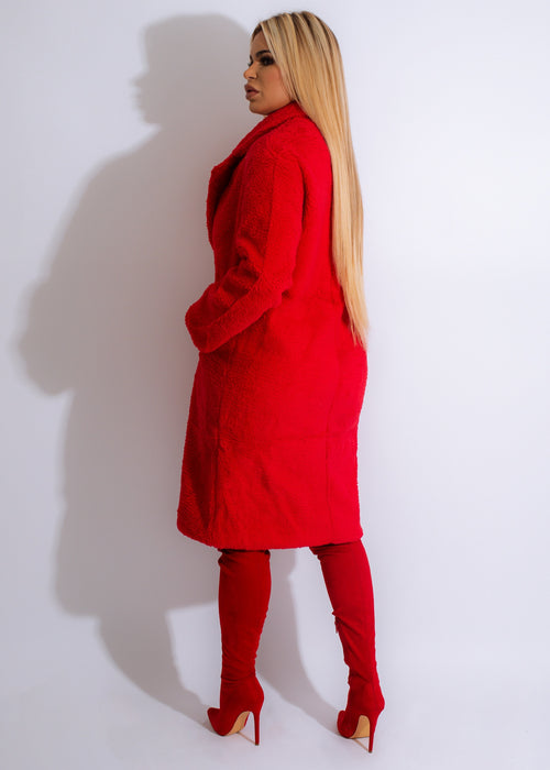 Urban Faux Fur Coat Red