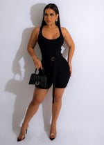 Black sporty shorty romper with a comfortable and breathable design