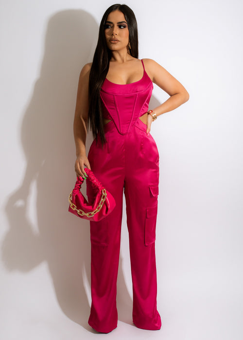 So In Love Satin Jumpsuit Pink