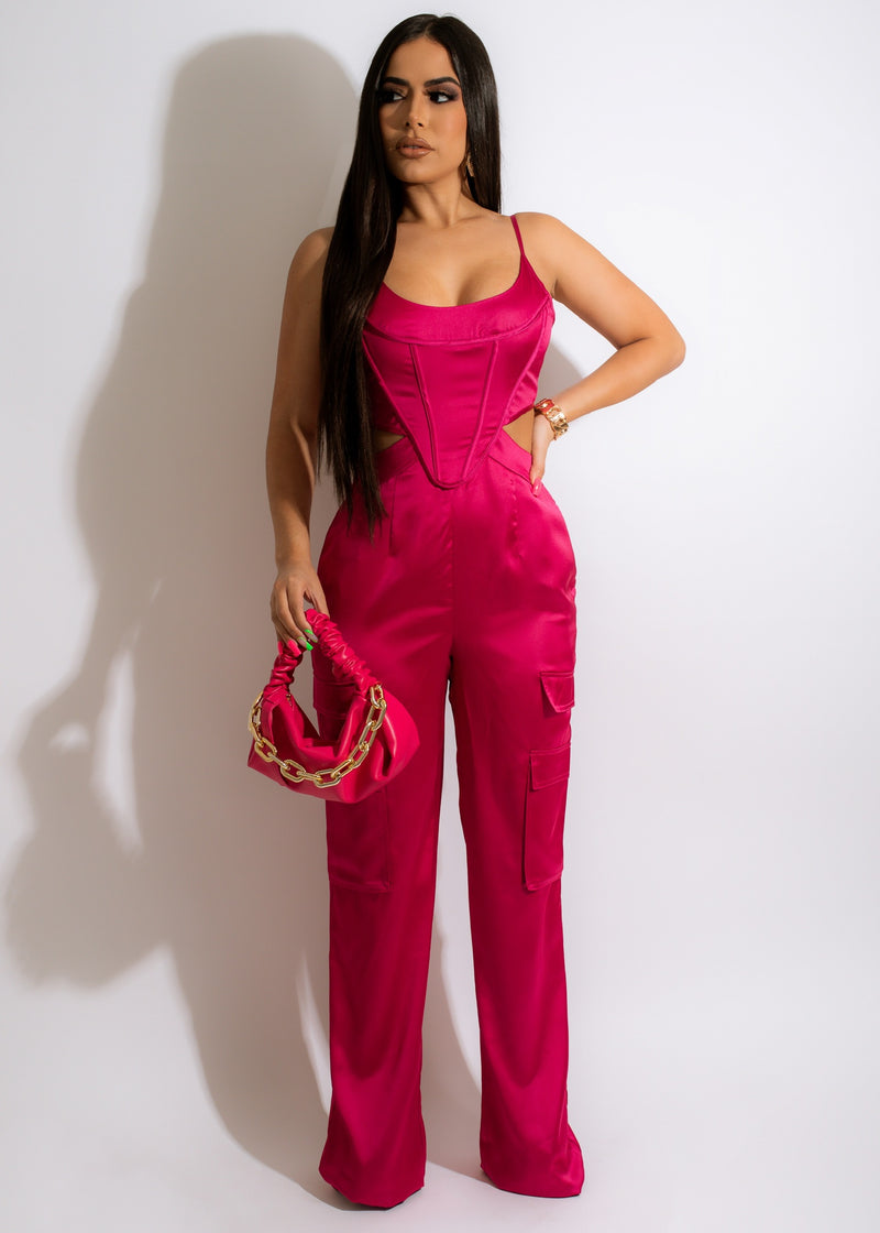 So In Love Satin Jumpsuit Pink - Elegant and chic pink satin jumpsuit